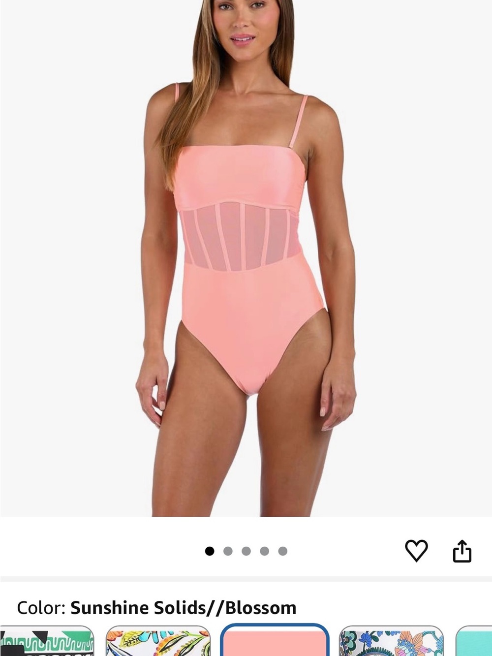Blossom Pink One-Piece Swimsuit with Sheer Waist Panel